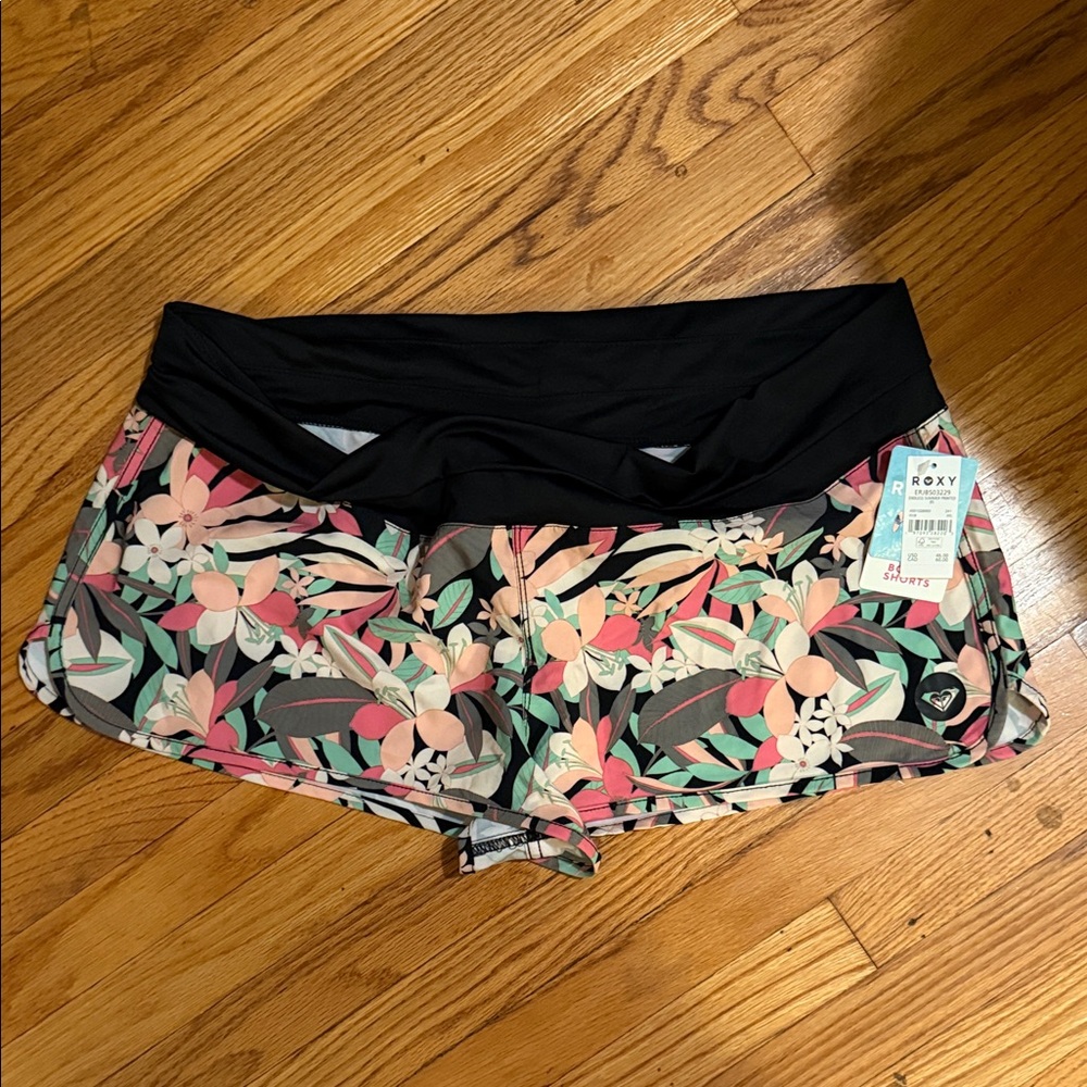Roxy 2 in Board Shorts Endless Summer Black and Floral Swim Shorts